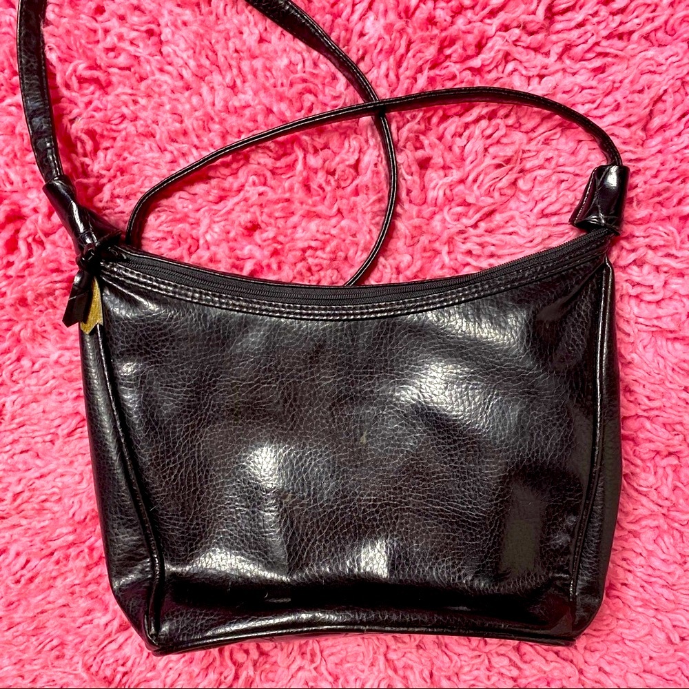 MITZI INTERNATIONAL BLACK FAUX LEATHER VINTAGE HANDBAG - Picture 3 of 7